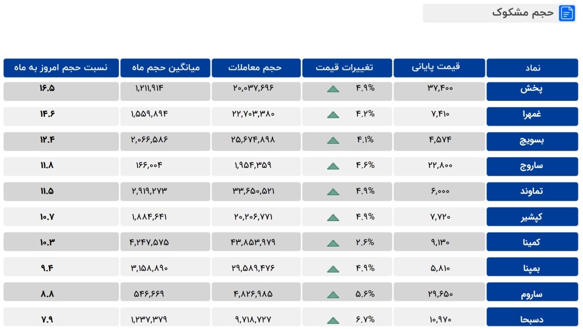 معاملات مشکوک دو شرکت دارویی، دو سیمانی، یک تامین سرمایه + 5 نماد