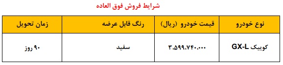 فروش فوق العاده محصول کوییک GX سایپا از سامانه یکپارچه