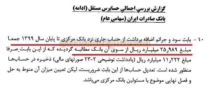 جریمه 2.59 هزار میلیاردی بانک بزرگ بورسی به دلیل اضافه برداشت از بانک مرکزی